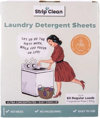 Strip Clean Laundry Sheets Fragrance Free 60 Loads