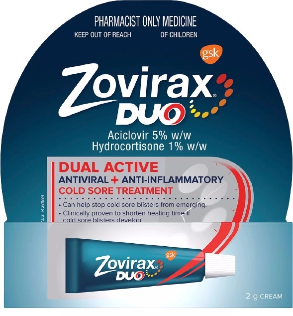 Zovirax Duo Aciclovir (5%) Hydrocortisone (1%) Cold Sore Cream 2g