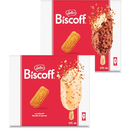 Biscoff Ice Cream Sticks 270ml Pk 3 – From the Freezer