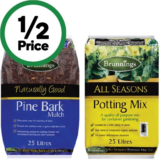 Brunnings Pine Bark or Potting Mix 25 Litre