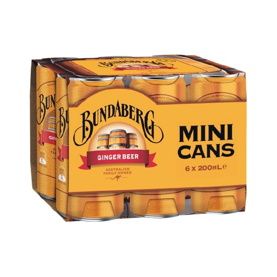 Bundaberg Ginger Beer Mini Cans 6 x 200ml