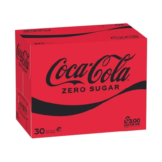 Coca-Cola Classic or Zero Sugar Soft Drink Varieties 30 x 375ml