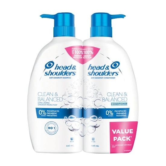 Head & Shoulders Clean and Balanced Shampoo and Conditioner Twin 660ml x Pk 2