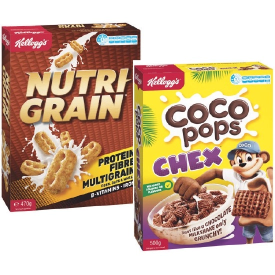 Kellogg’s Coco Pops Chex 500g or Kellogg’s Nutri-Grain 470g