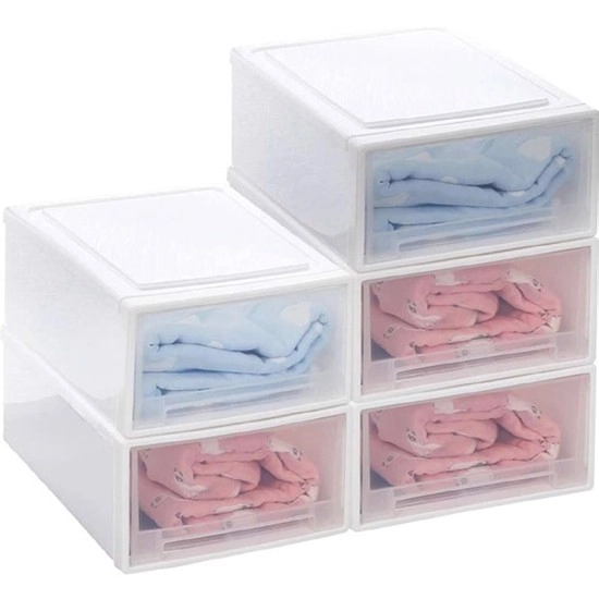 Nelio Stackable Wardrobe Organiser Storage Boxes Pack Pk 5 – Medium