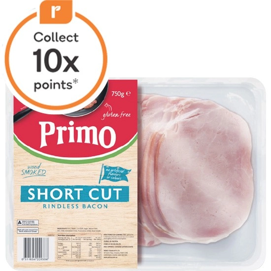 Primo Shortcut or Middle Bacon 750g – From the Fridge