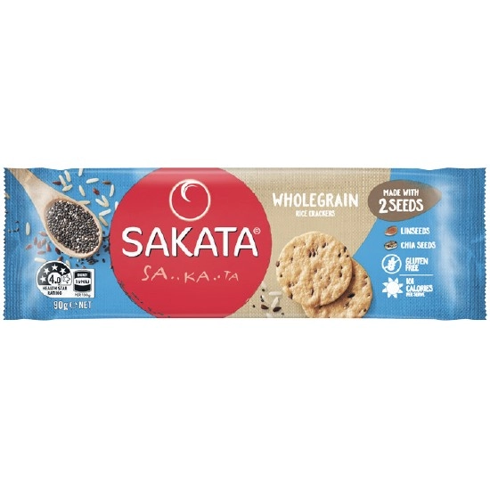 Sakata Rice Crackers 90-100g or Sakata Wholegrain Rice Crackers 90g