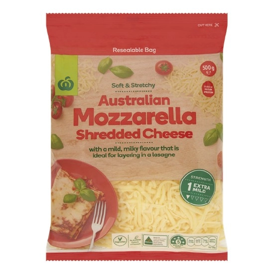 Woolworths Mozzarella Shredded 500g – From the Fridge