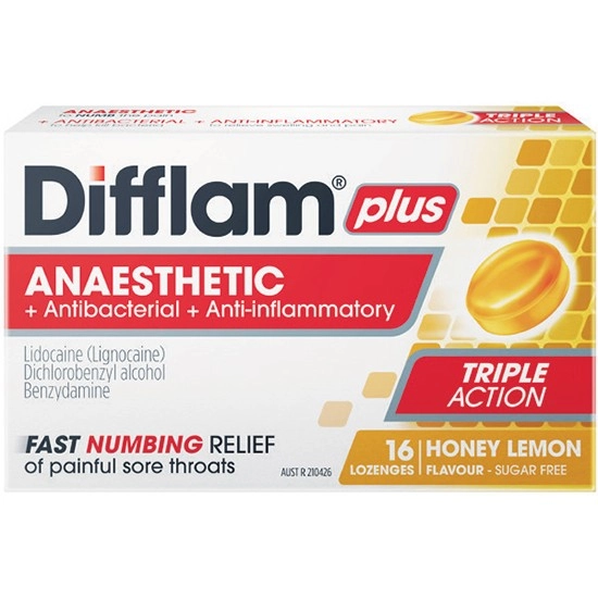 Difflam Plus Anaesthetic Sore Throat Lozenges Pk 16*