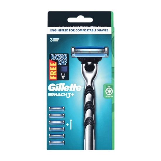 Gillette Mach3+ Starter Kit with 5 Replacement Cartridges