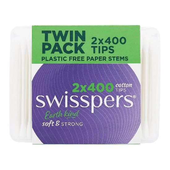 Swisspers Paper Stem Cotton Tips Pk 2 x 400