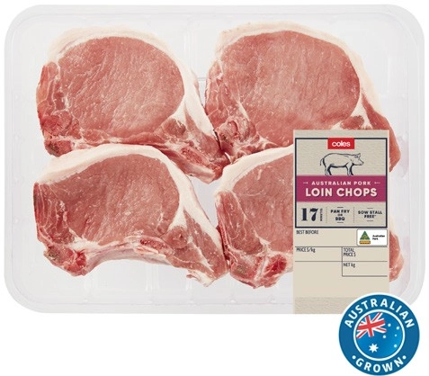 Coles Australian Pork Loin Chops Large Tray