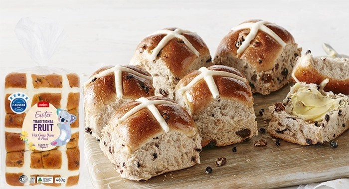 Coles Hot Cross Buns 3 Pack, 6 Pack or 9 Pack