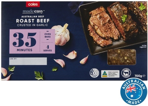 Coles Made Easy Roast Beef Crusted in Garlic 700g