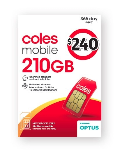 Coles Mobile $240 Prepaid SIM