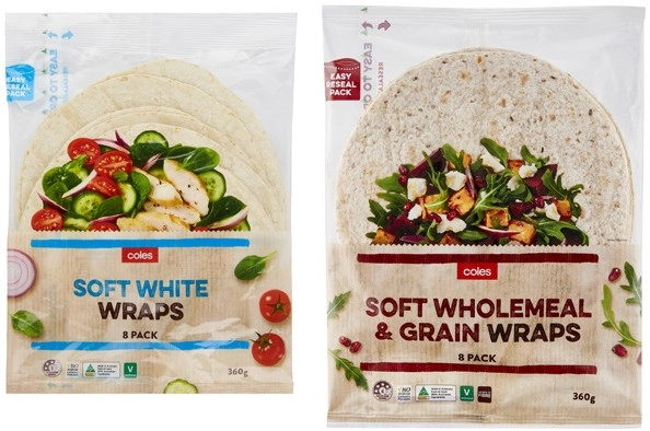 Coles Soft Wraps 8 Pack 360g