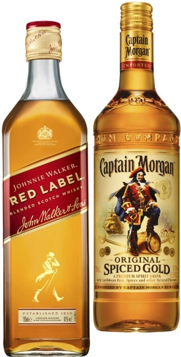 Johnnie Walker Red Label Scotch Whisky, or Captain Morgan Spiced Gold