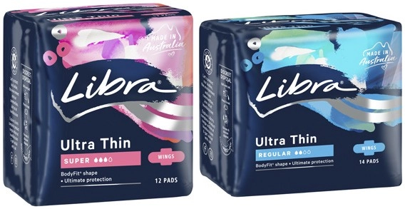 Libra Ultra Thin Pads with Wings Regular 14 Pack or Super 12 Pack