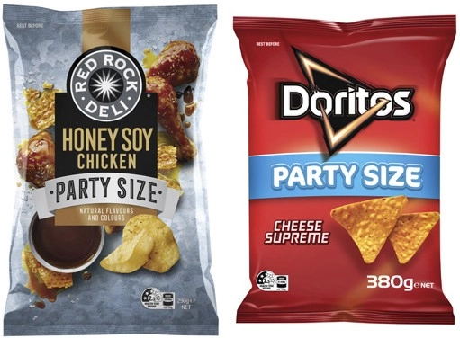 Smith's Crinkle Cut Potato Chips, Doritos Corn Chips Big Bag 380g or Red Rock Deli Potato Chips 290g