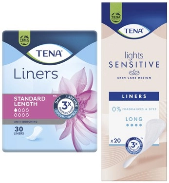 Tena Continence Liners Sensitive Long 20 Pack or Standard Length 30 Pack