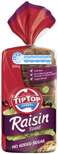 Tip Top Raisin Toast 520g-600g