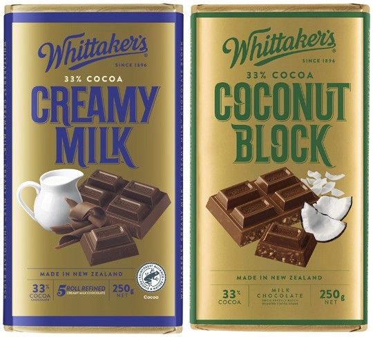 Whittaker's Block Chocolate 200g-250g