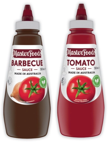 MasterFoods Tomato or Barbecue Squeezy Sauce 475-500mL Selected Varieties