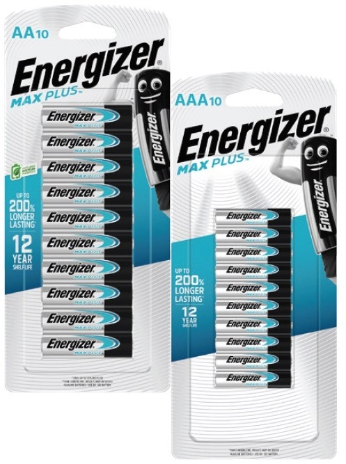 Energizer Max Plus Batteries AA or AAA 10 Pack