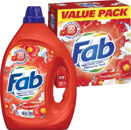 Fab Laundry Liquid 1.8-2 Litre or Powder 1.8-2kg Selected Varieties