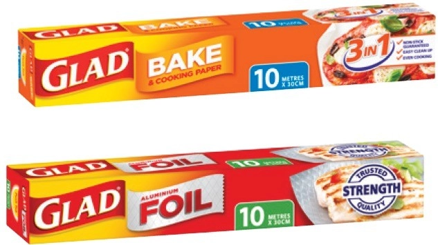 Glad Foil, Bake & Cooking Paper 30cm×10m, Wrap 33cm×30m or Wrap Mini 20cm×20m