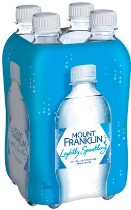 Mount Franklin Lightly Sparkling Water 4x450mL Selected Varieties