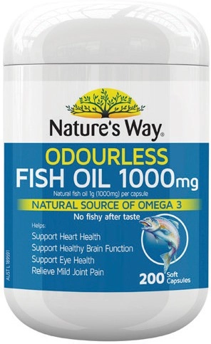 Nature’s Way Odourless Fish Oil 1000mg Capsules 200 Pack