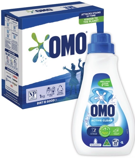 OMO Laundry Liquid 1 Litre or Powder 1kg Selected Varieties