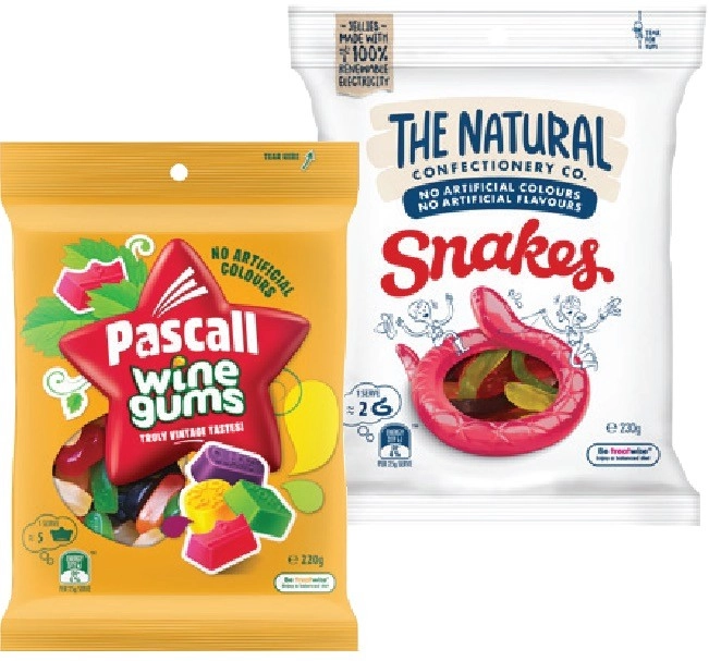 The Natural Confectionery Co., Pascall, Cadbury or Sour Patch Kids Bags 150‑300g Selected Varieties