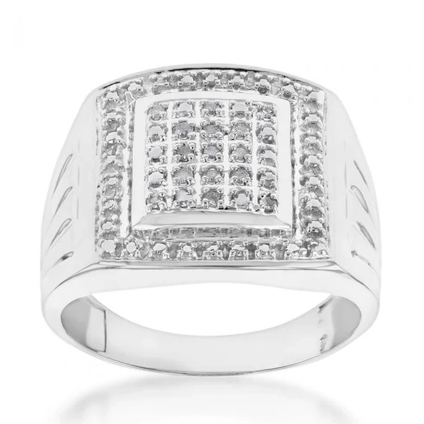 10 Points of Diamond Gents Ring in Sterling Silver – Shiels Jewellers