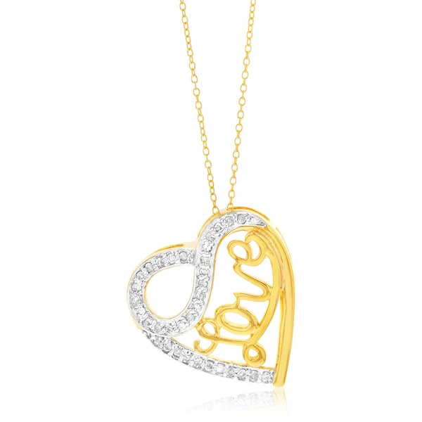 1/4 Carat Diamond Love Heart Pendant in Gold Plated Silver – Shiels Jewellers