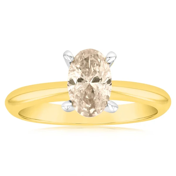 18ct Yellow Gold Diamond Ring With 1 Carat Oval Champagne Australian D – Shiels Jewellers