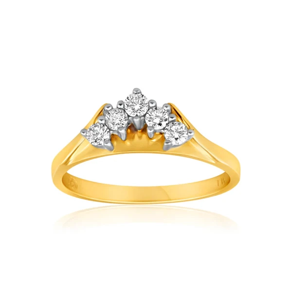 18ct Yellow Gold Ring With 5 Brilliant Cut Diamonds Totalling 0.25 Car – Shiels Jewellers