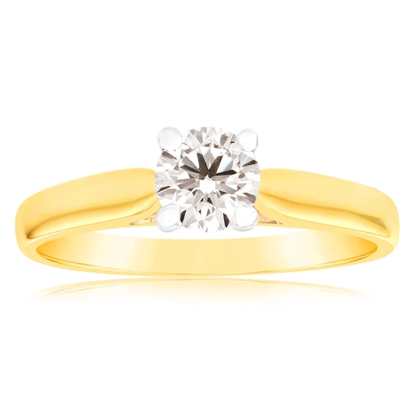 18ct Yellow Gold Solitaire Ring With 0.50 Carat Australian Diamond – Shiels Jewellers