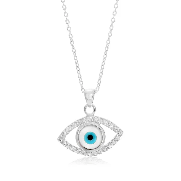 45cm Sterling Silver Zirconia Evil Eye Pendant on Sterling Silver Chai – Shiels Jewellers