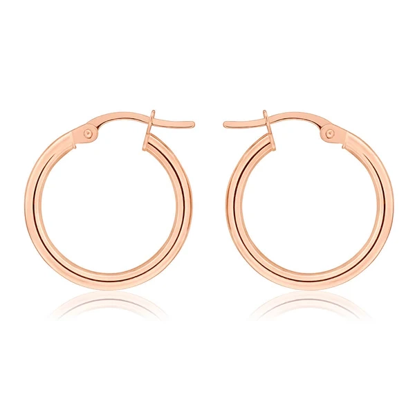 9ct Rose Gold Plain 15mm Hoop Earrings European made – Shiels Jewellers