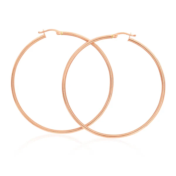 9ct Rose Gold Plain 50mm Hoop Earrings European made – Shiels Jewellers