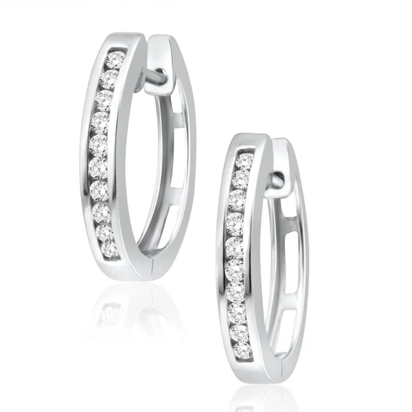 9ct Superb White Gold Diamond Hoop Earrings – Shiels Jewellers