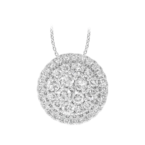 9ct White Gold 1 Carat Diamond Cluster Pendant on 45cm Chain – Shiels Jewellers