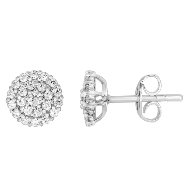 9ct White Gold 1/2 Carat Diamond Cluster Stud Earrings – Shiels Jewellers