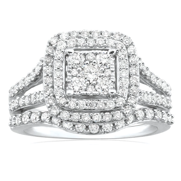 9ct White Gold 2 Ring Bridal Set With 1.2 Carats Of Diamonds – Shiels Jewellers