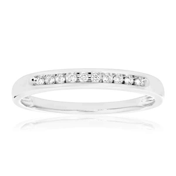 9ct White Gold Diamond Ring Set With 10 Brilliant Diamonds – Shiels Jewellers