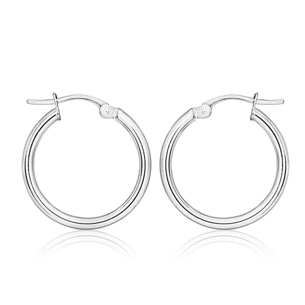 9ct White Gold Plain 15mm Hoops – Shiels Jewellers