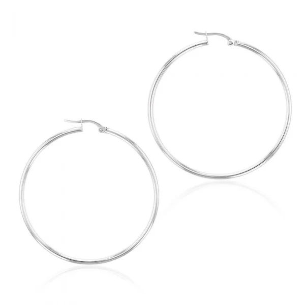 9ct White Gold Plain 40mm Hoops – Shiels Jewellers