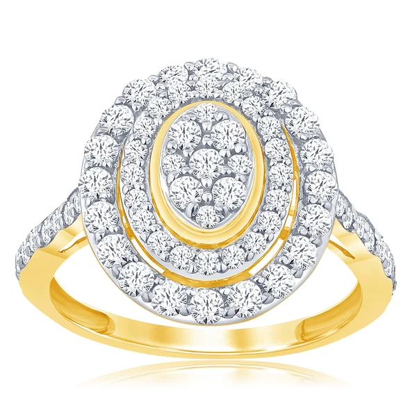 9ct Yellow Gold 1 Carat Diamond Oval Shape Cluster Ring – Shiels Jewellers